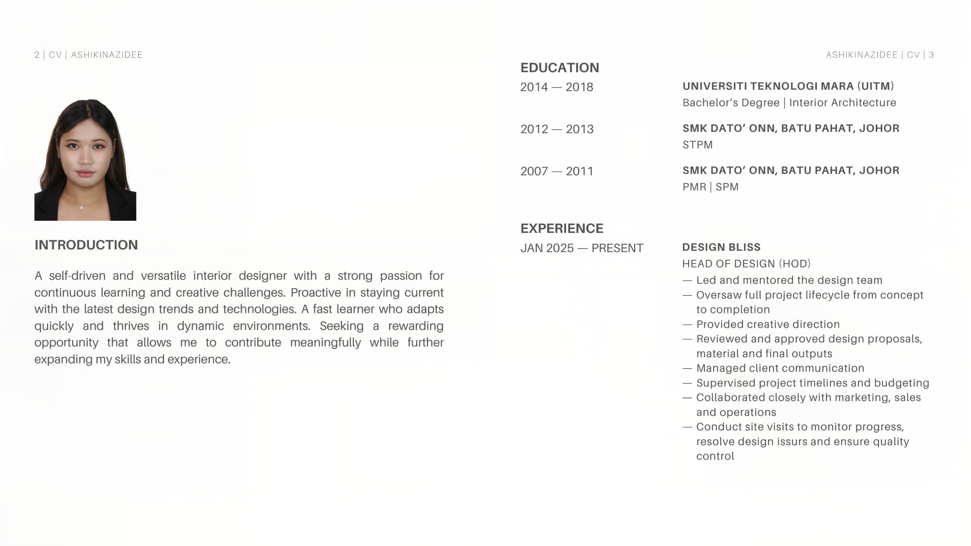 Ashikin Azidee — Interior Designer & 3D Visualiser