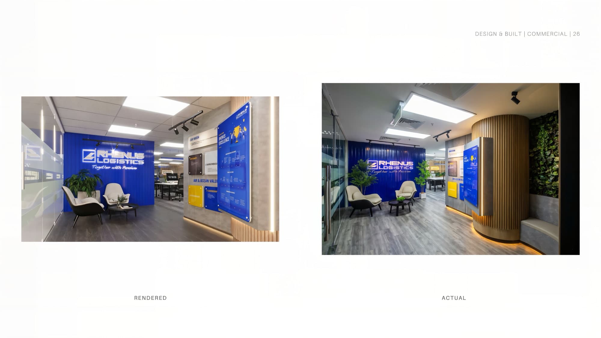 Office workspace with mural wall